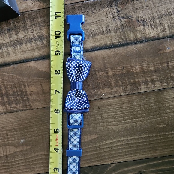 Top Paw® Blue Plaid with Bow Tie Adjustable Dog Collar Small - Picture 5 of 5